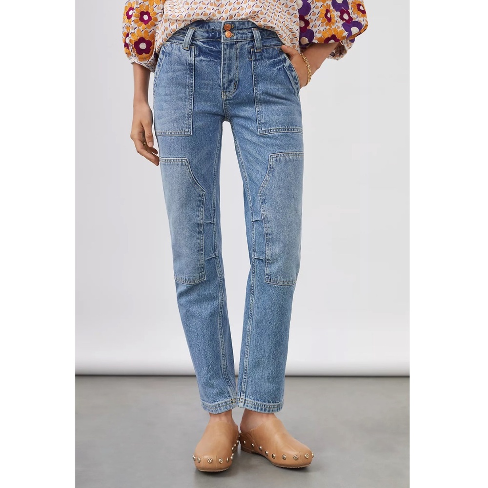 Anthropologie Pilcro The Wanderer Relaxed Jeans Blue Denim Boho Straight Size 29